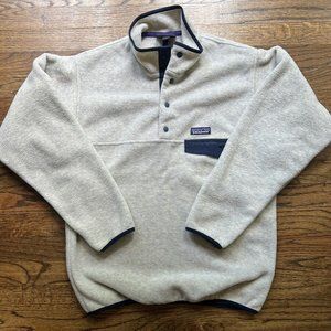 Patagonia Synchilla Oatmeal Sweater Mens Small Pullover Snap T